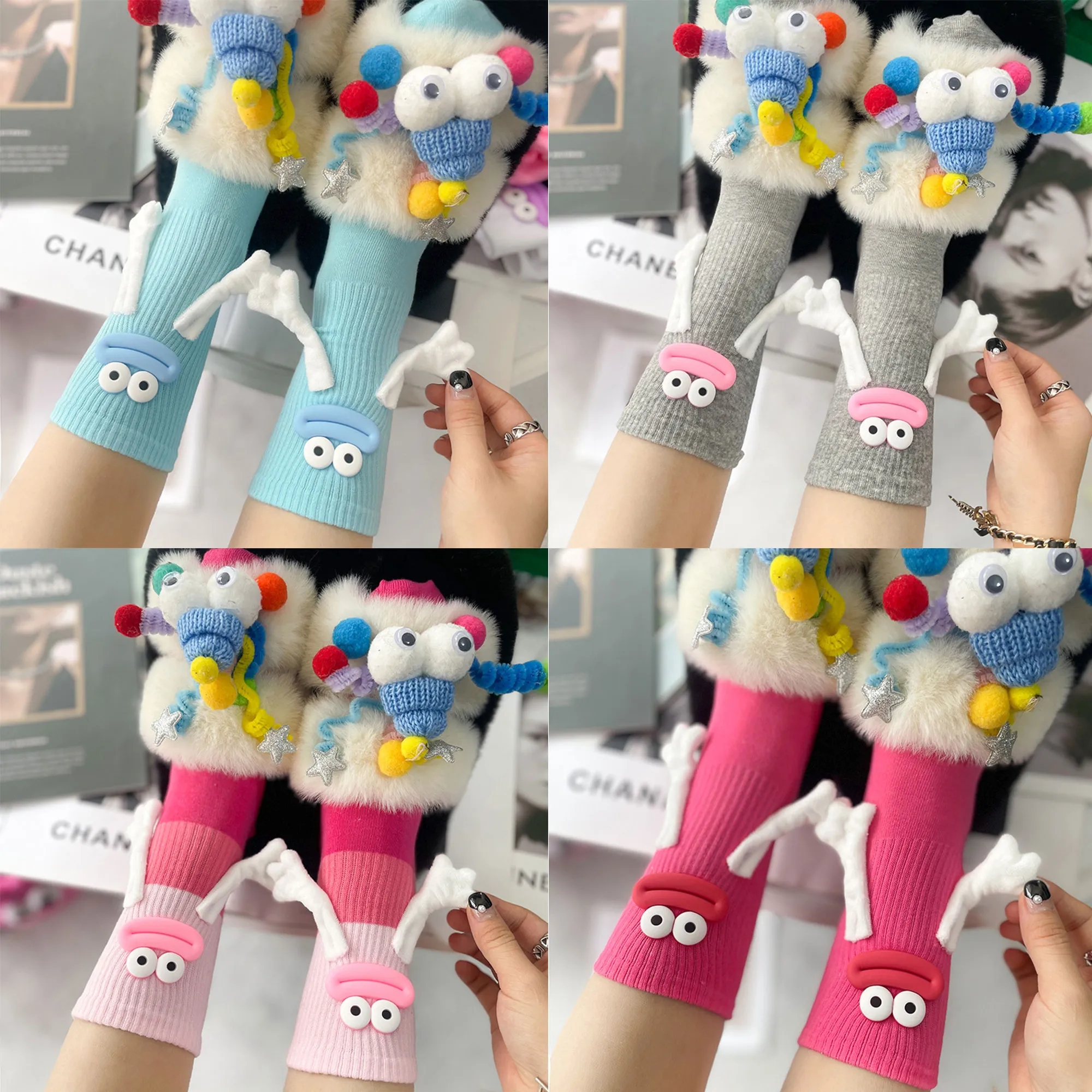 Trendy Cute Candy Ugly Big Mouth Magnetic Mid Calf Socks 6