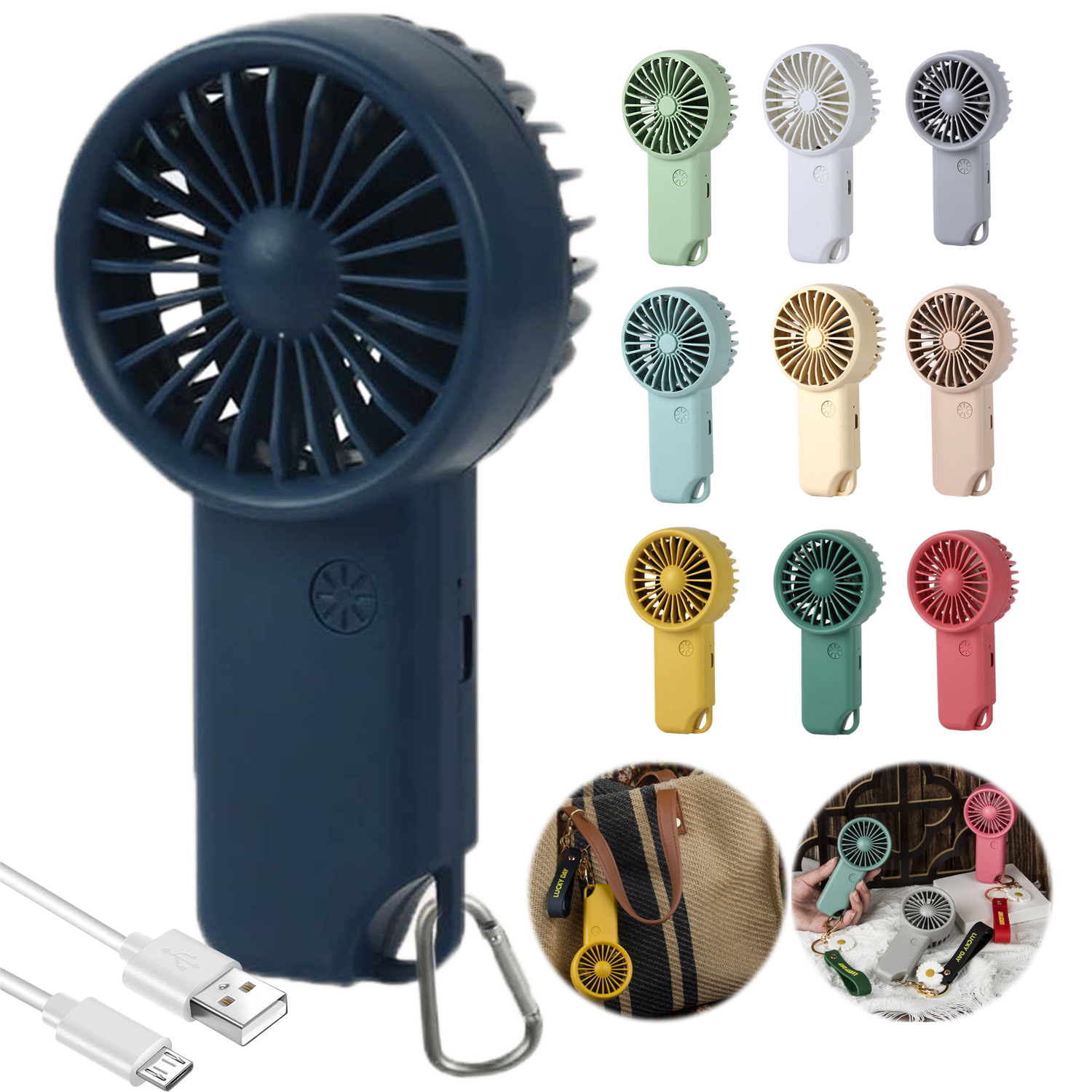Mini Usb Charging Fan With Carabiner 3