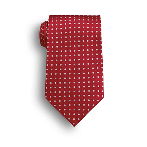 Red Newport Polka Dot Wet Dyed Silk Tie 1