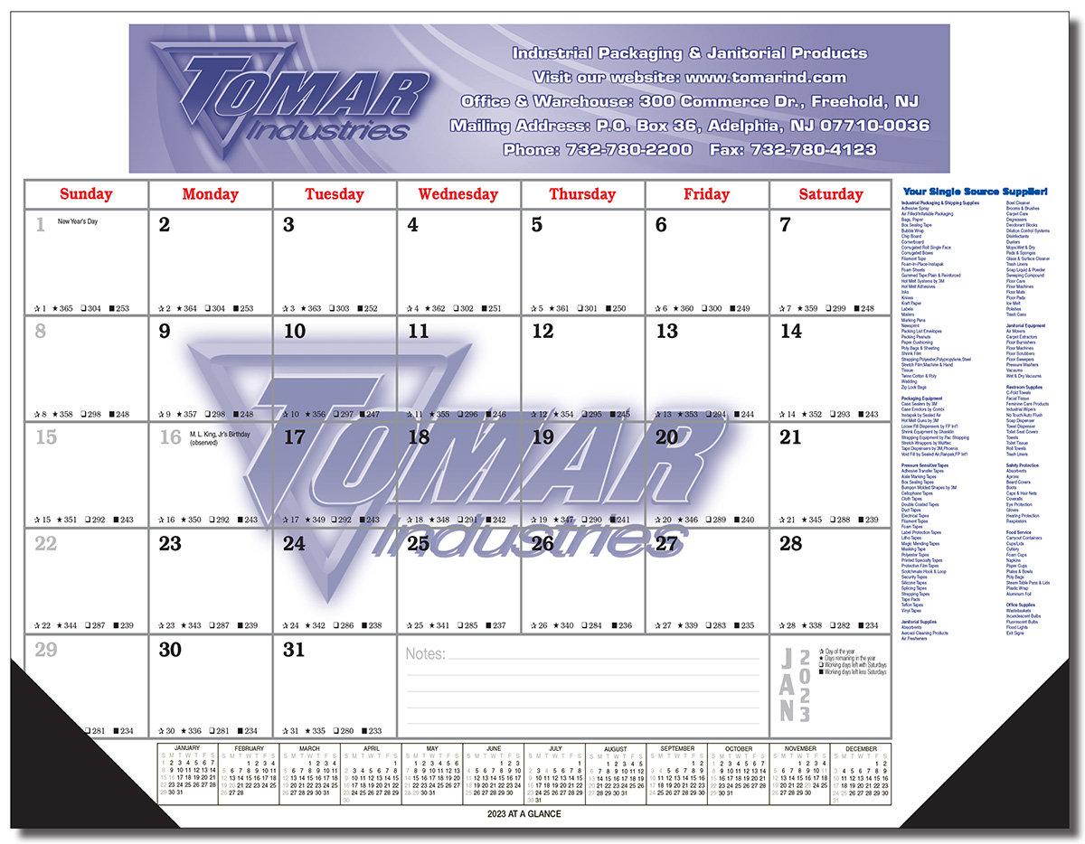 Desk Blotter Calendar w/Vinyl Corners