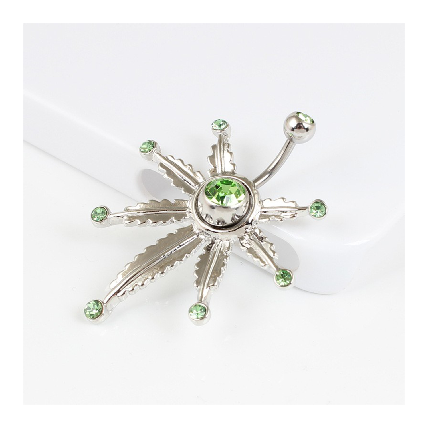 Stainless Steel Sun Gemstone Belly Rings 4