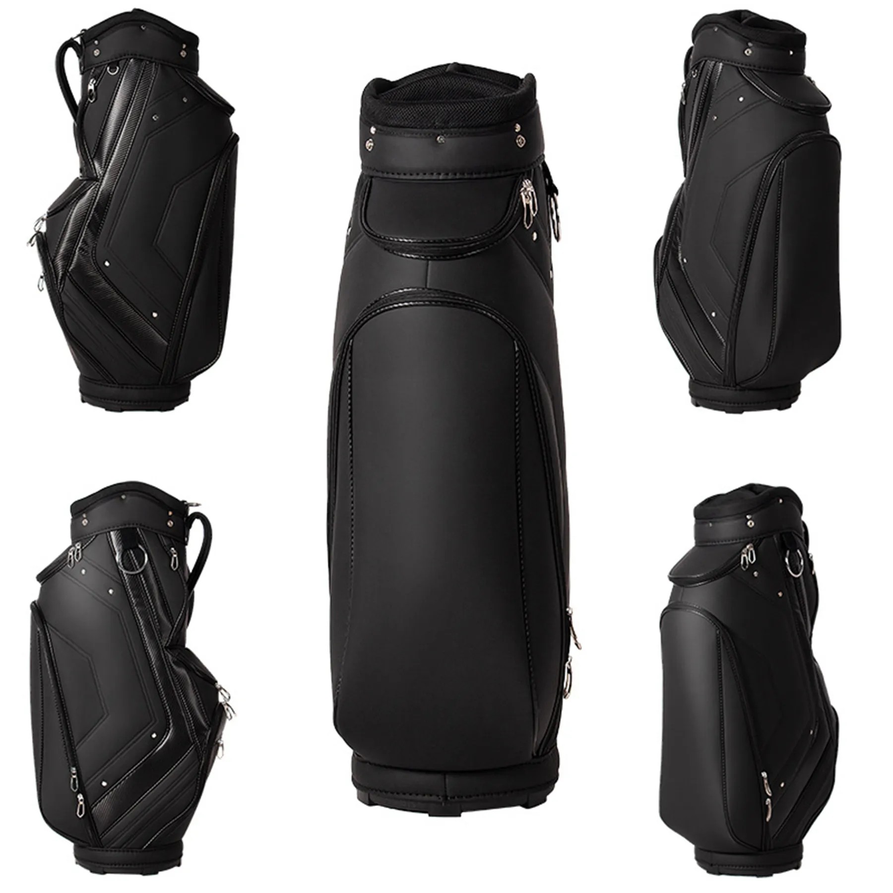 9 Inch Black Carbon Fiber Woven Pu Golf Bag 2