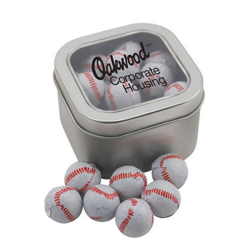 Window Tin with Chocolate Baseballs 1