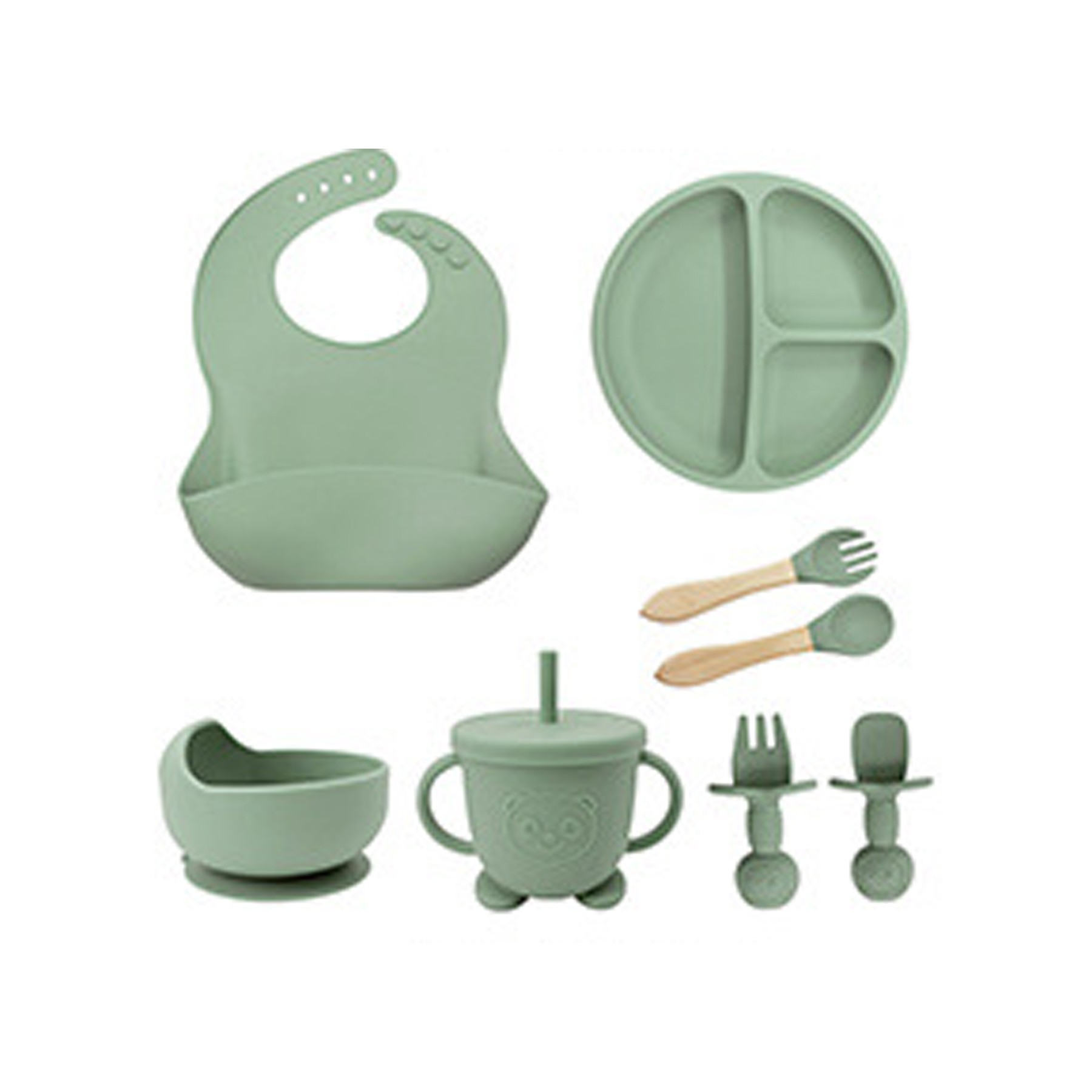 8pcs Silicone Baby Feeding Set 5
