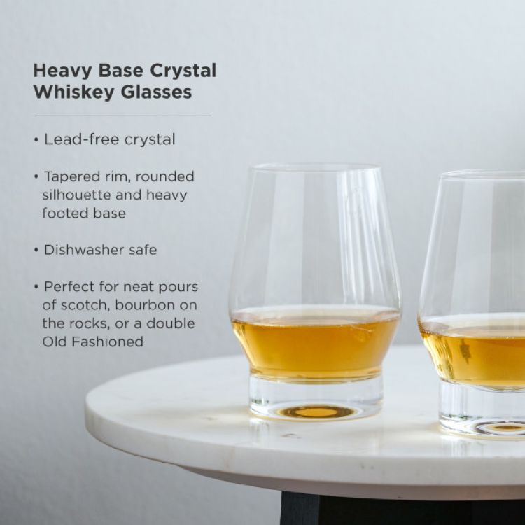 Viski® Raye Heavy Base Crystal Whiskey Glass, set of 2 2