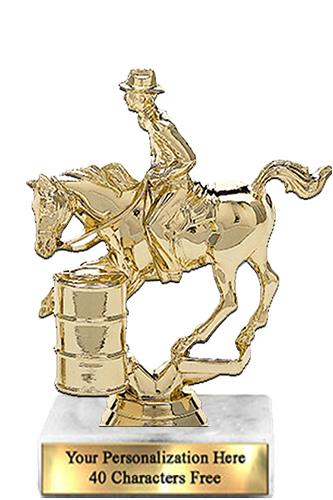 Trophy: 7", 2x3 white marble base, Barrel Racer Go 1