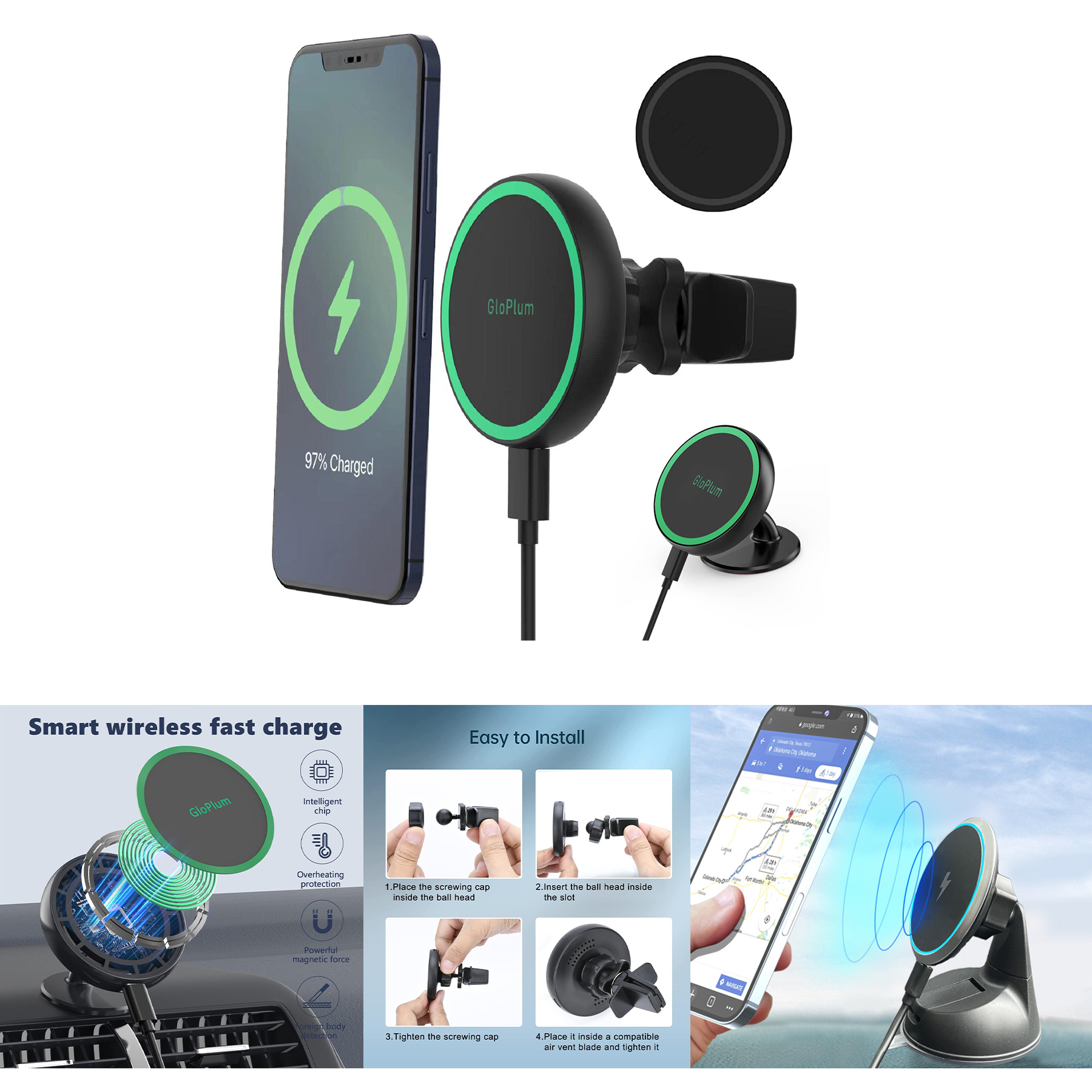 Magnetic Wireless Car Charger 2