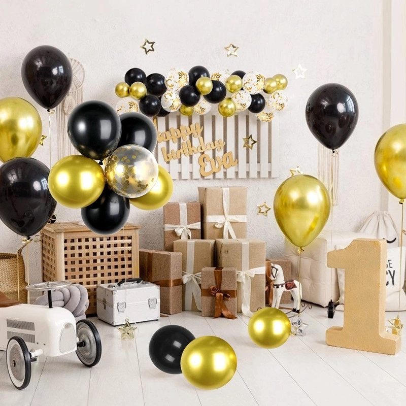 Black Gold Confetti Balloons 4