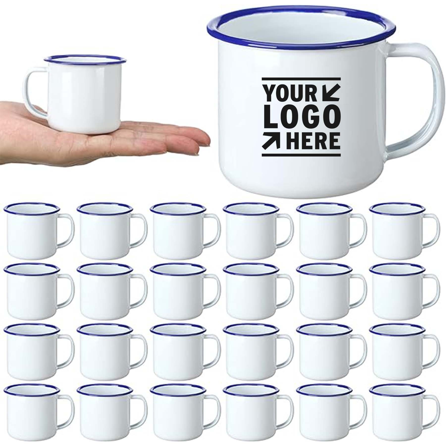 12 OZ White Mini Enamel Camping Coffee Mug Classic Portable Outdoor Travel Campfire Cup with Handle 2