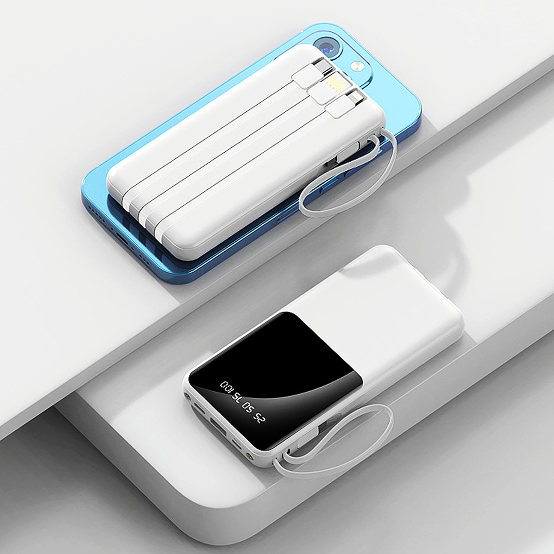 Power Bank With Built-In Cables 2