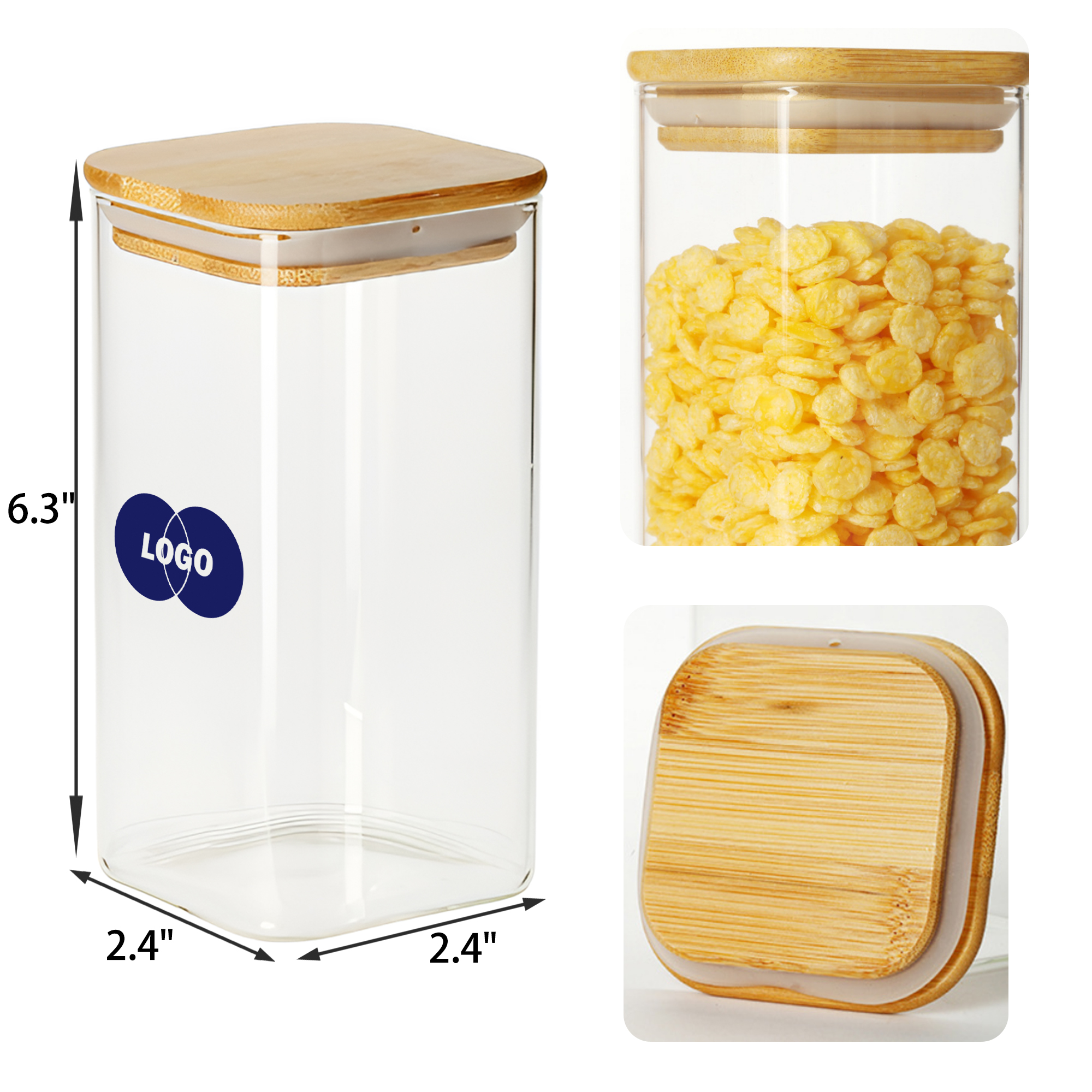 Durable 13 OZ Glass Airtight Food Storage Jars 2