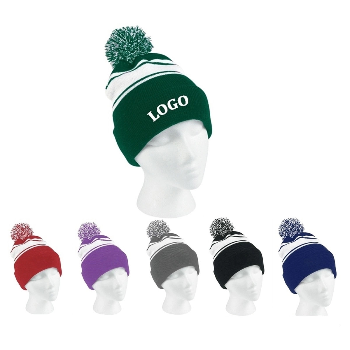 Winter Knitted Beanie Hat with Pom Warm Knit 2