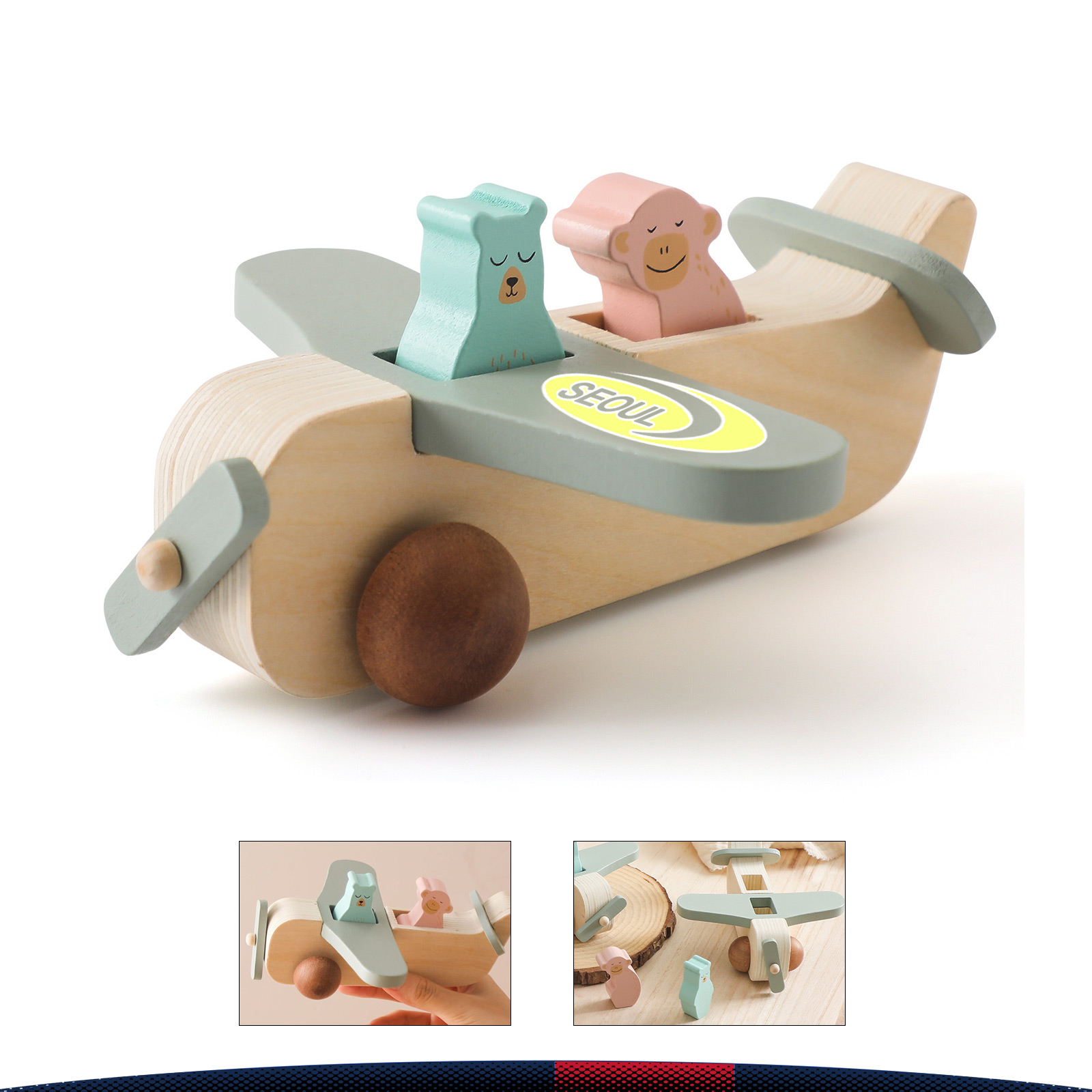 Hykey Wooden Passenger Aircraft Toy 2