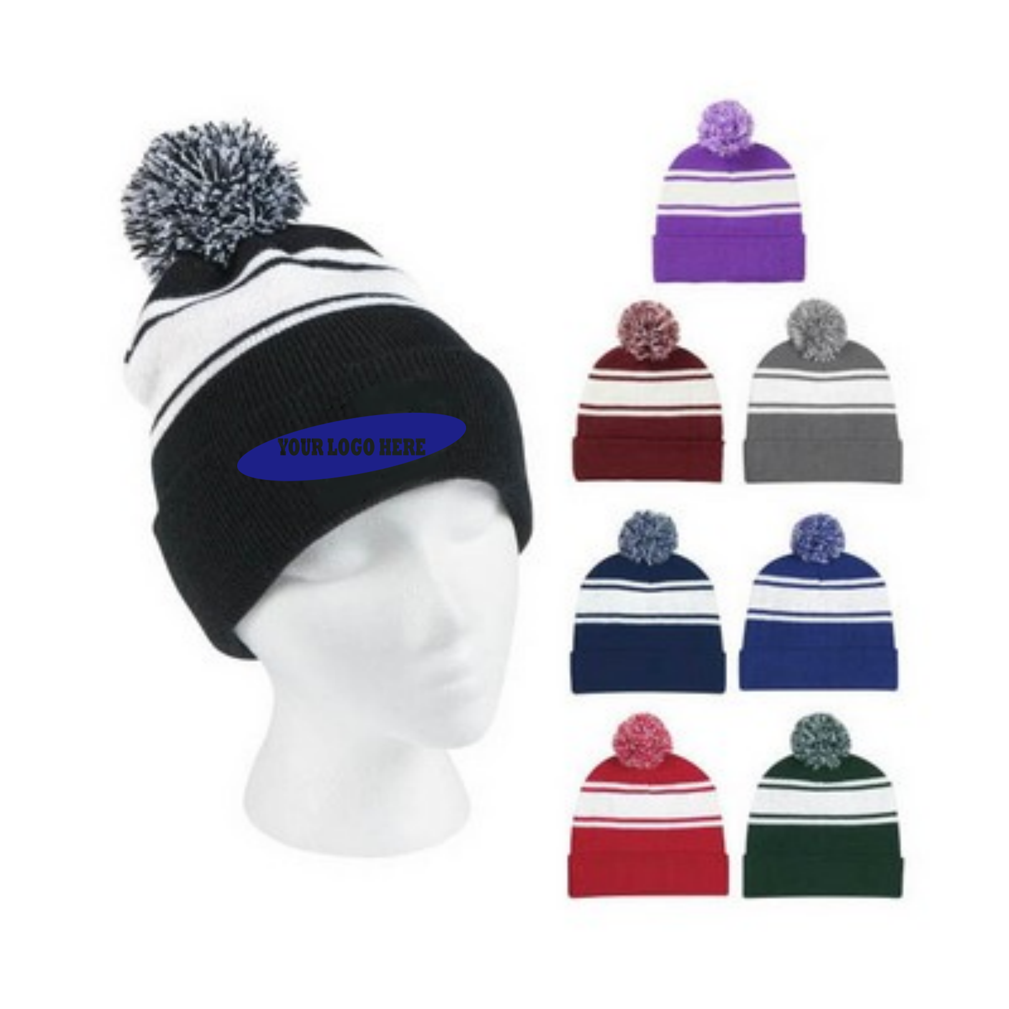 Acrylic Knit Beanie Cap With Pom 1