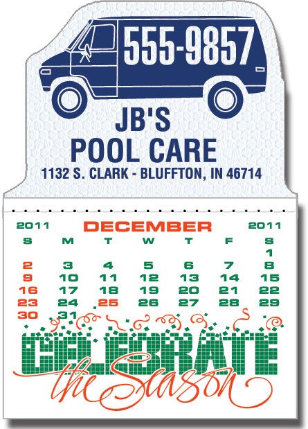 Designer Shaped Kwik-Stik 6 Mil Smooth Vinyl Calendar w/ Van top 1