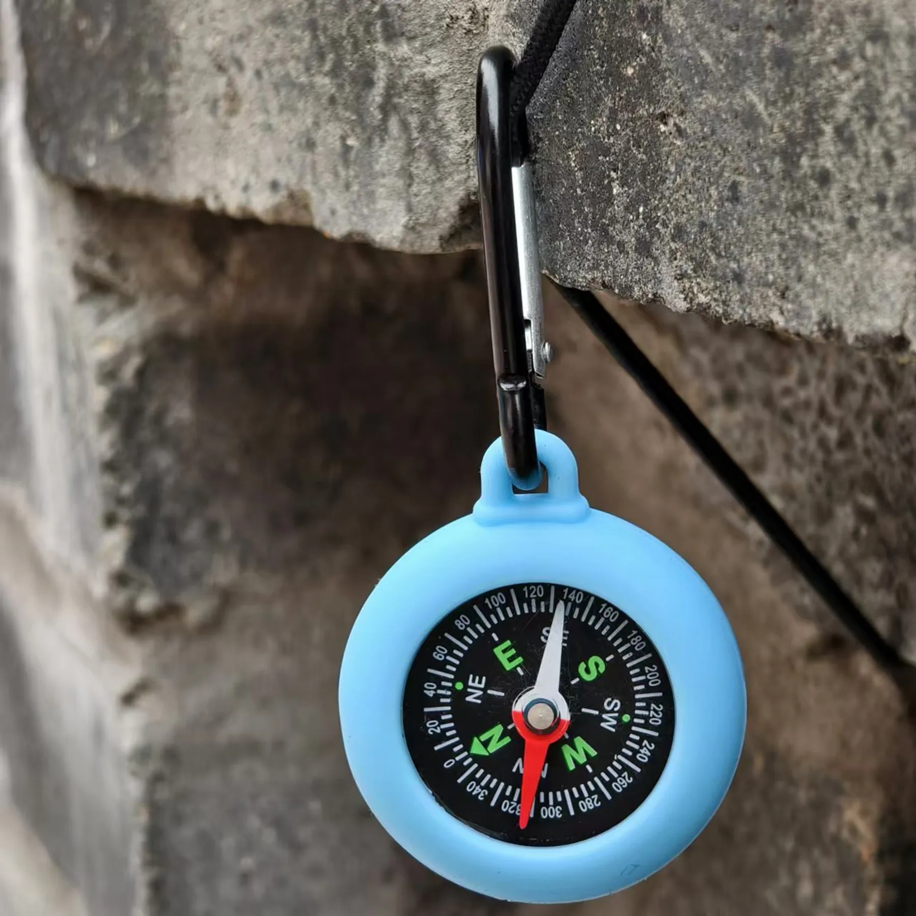 Pendant Silicone ABS Compass with Hanging Carabiner 16