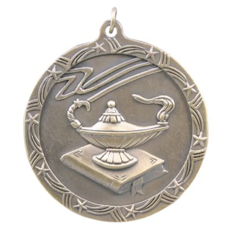 2 1/2" Antique Finish Shooting Star Medal-Lamp of Knowledge 2