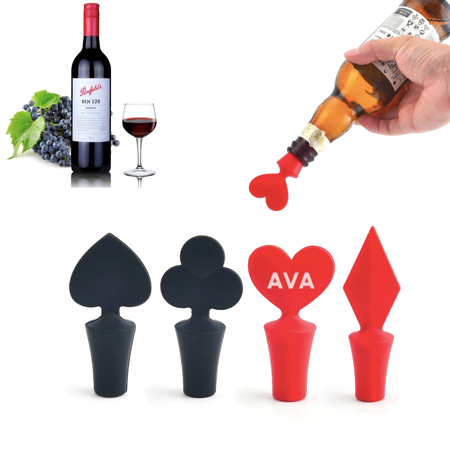 Playing Card Shape Silicone Wine Bottle Stopper 3