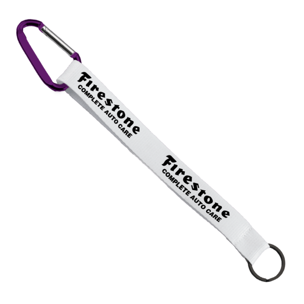 3/4" Sewn Polyester Keychain with Metal Split-Ring and Carabiner 222