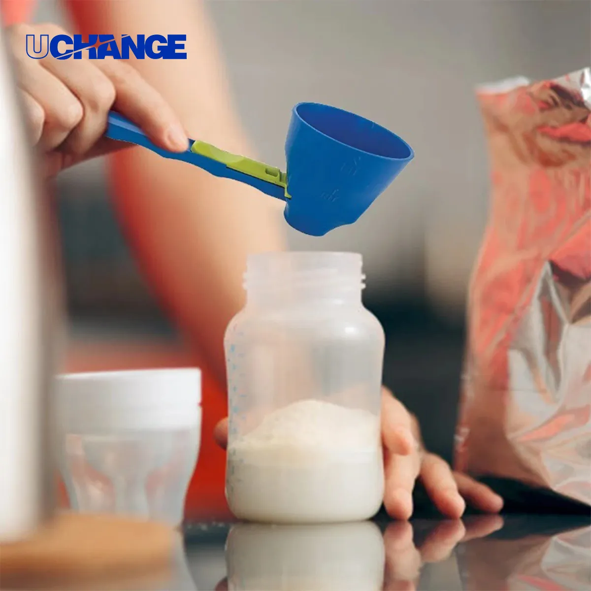 No-Spill Powder Funnel Spoon With Sliding Separator measuring scoop + funnel No spill preparation 4