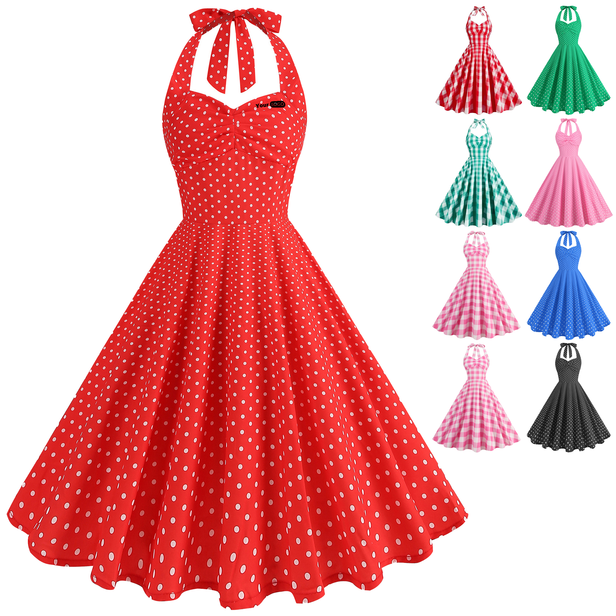 Polyester High Waisted Waist Cinched Neck Hanging Dress 9