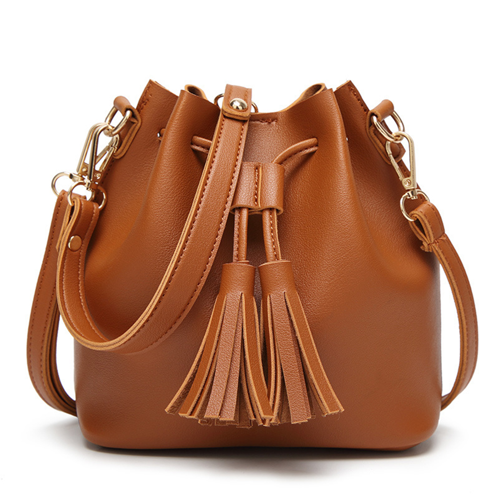 Leather tote bucket bag for women 5