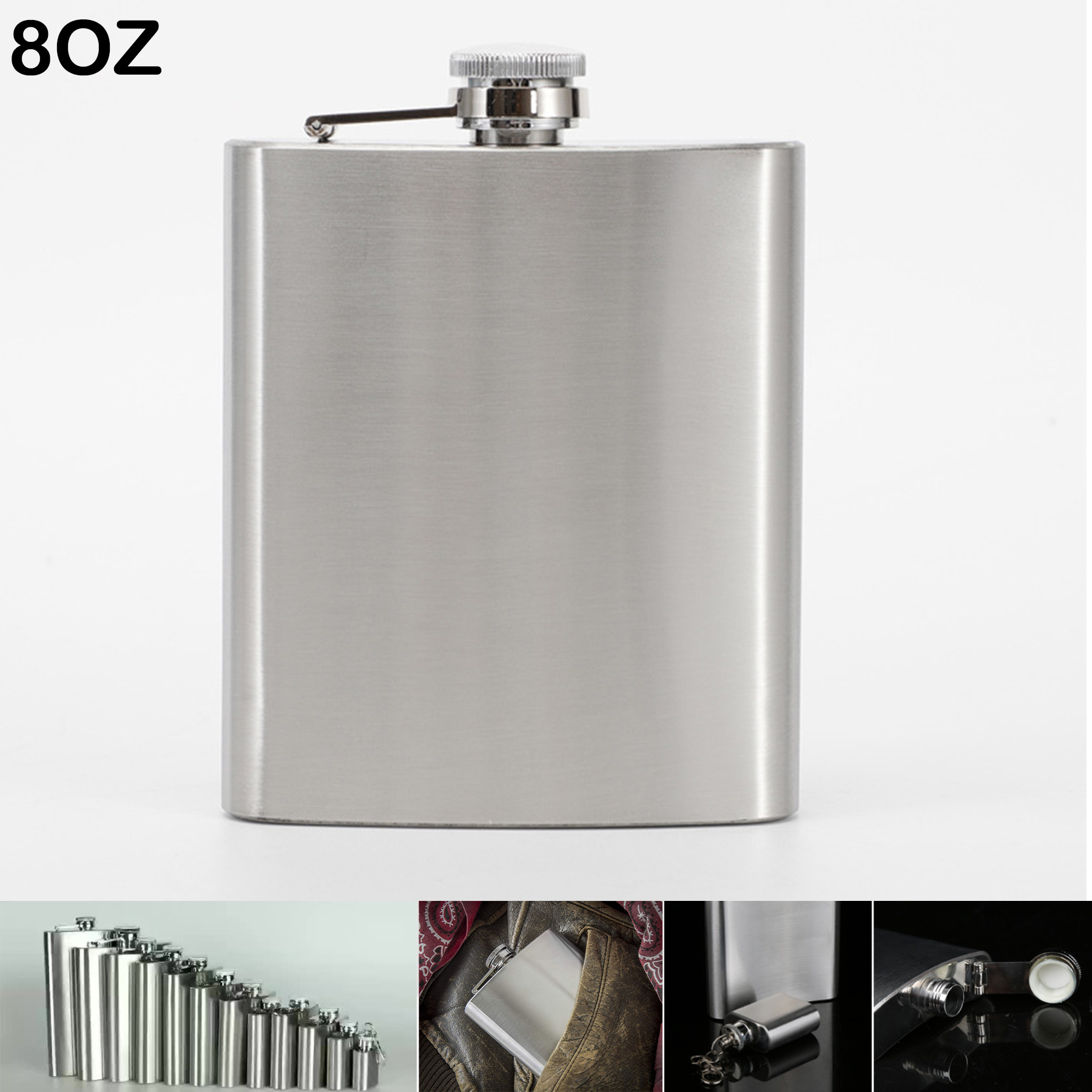 8oz 224ml Stainless Steel Hip Flask, custom water bottle with logo imprint 2