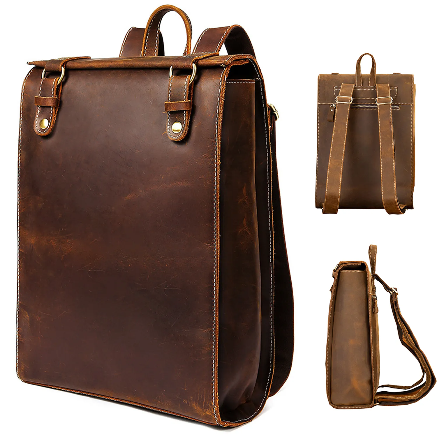 Leather Business Work backpack 5