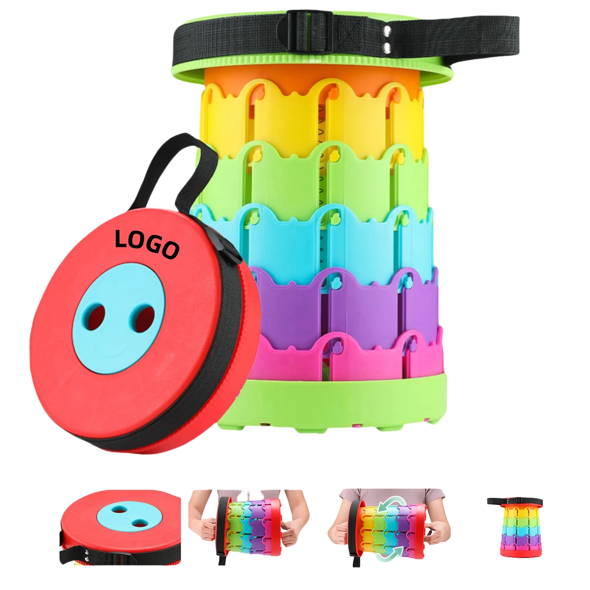 Rainbow Color Portable Telescoping Outdoor Stool 20