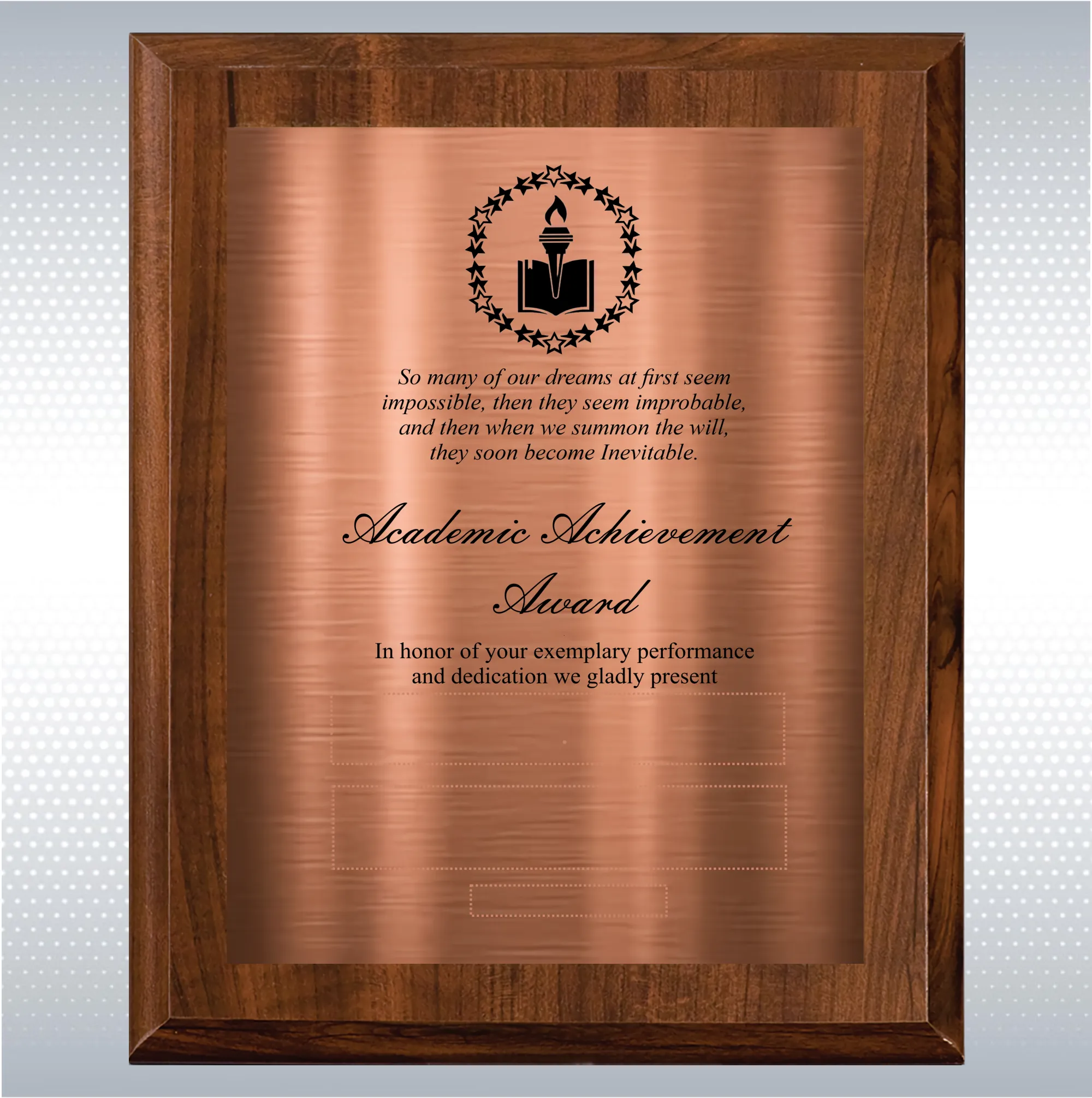 Cherry Finish Academic Achievement Plaque Gift Award 18