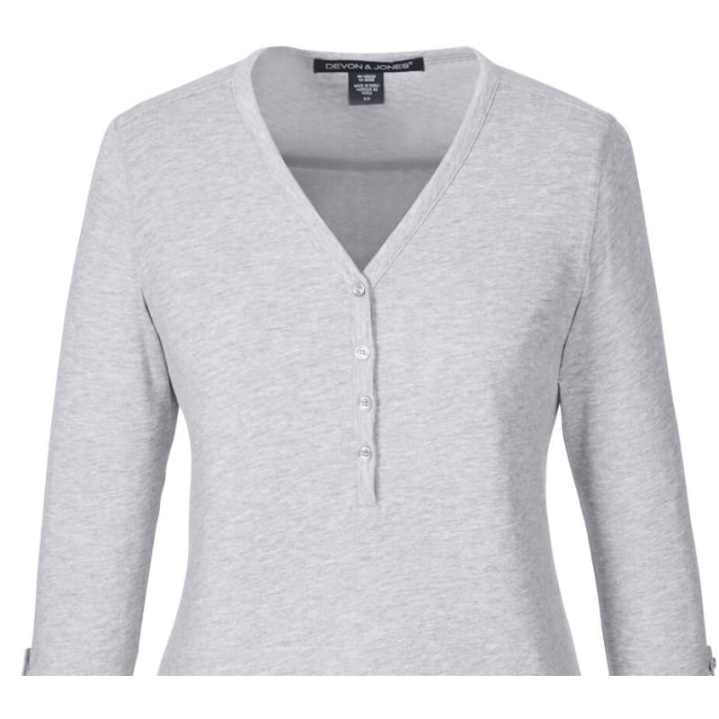 Devon & Jones Ladies' Perfect Fit™ Y-Placket Convertible Sleeve Knit Top 16