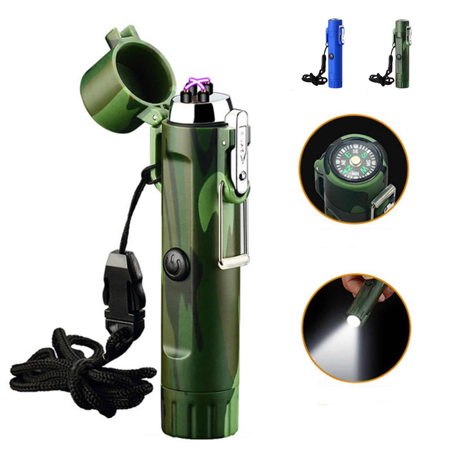 Usb Lighter With Led Flashlight& Compass 3