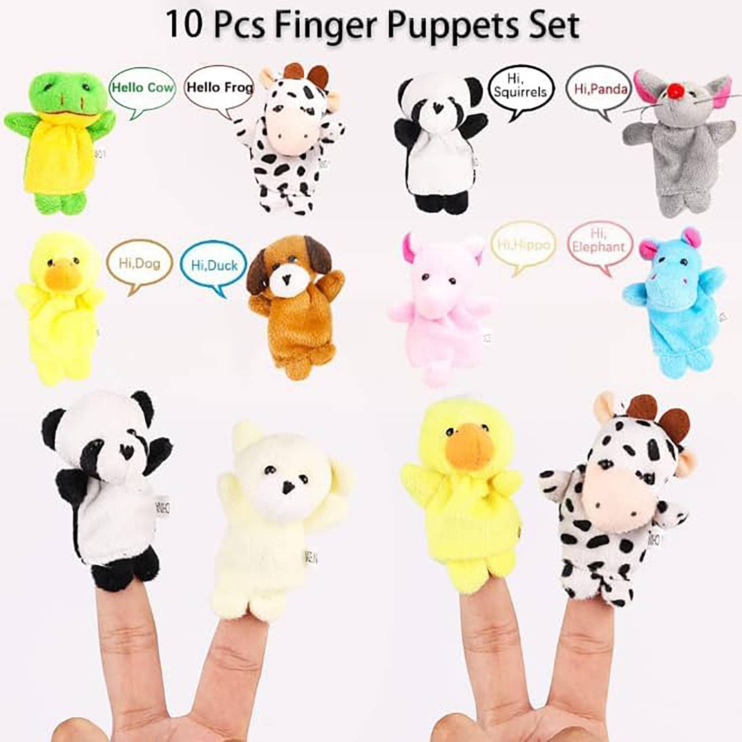 10Pcs Soft Plush Animals Finger Puppet Toys 3