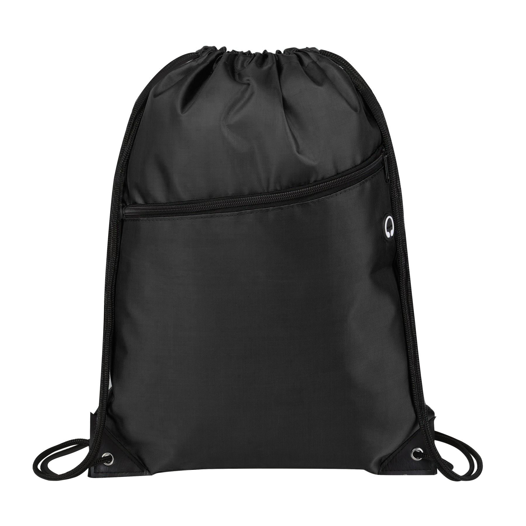 420D Heavy Duty Drawstring Backpack With Front Zipper 2