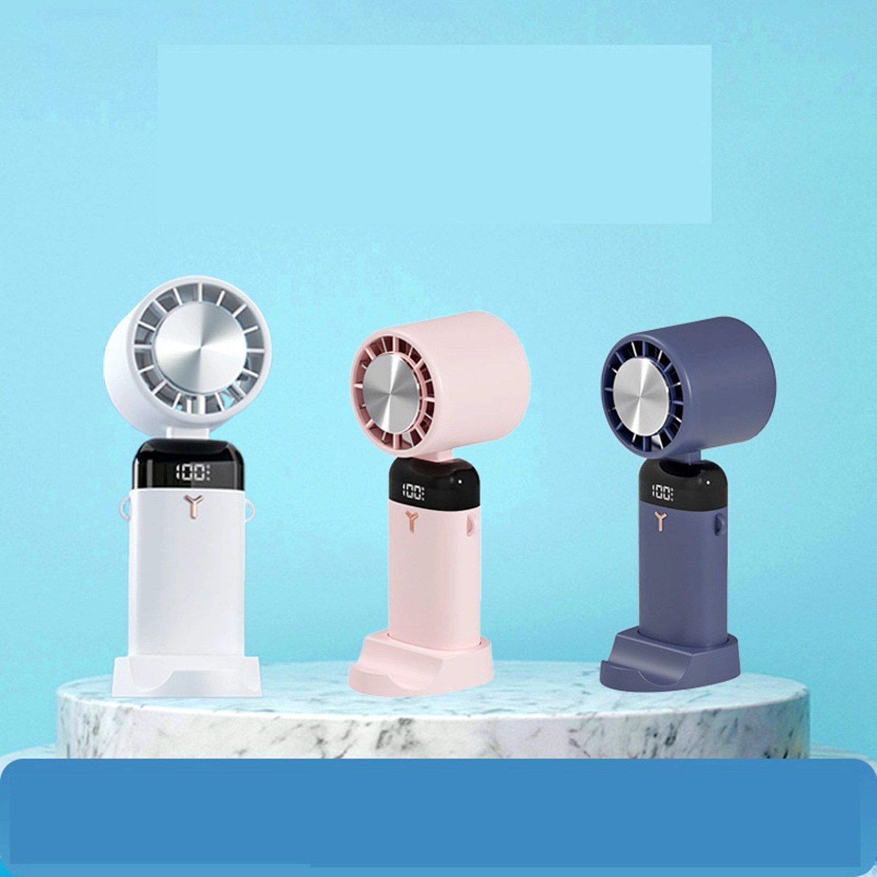 3600 mAh Digital Display Desktop Folding Phone Holder Fan 5
