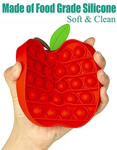 Red Apple Shape Silicone Pops Bubble Sensory Fidget Toy 3