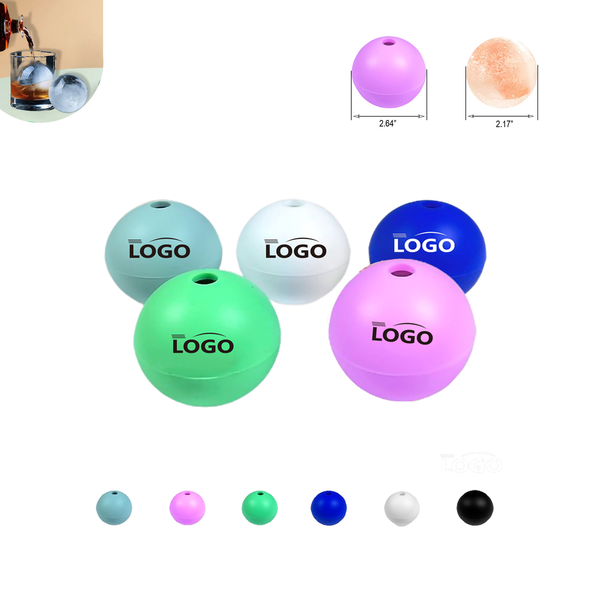 MOQ50 Round Sphere Silicone Whiskey Ice Ball Maker Mold 3