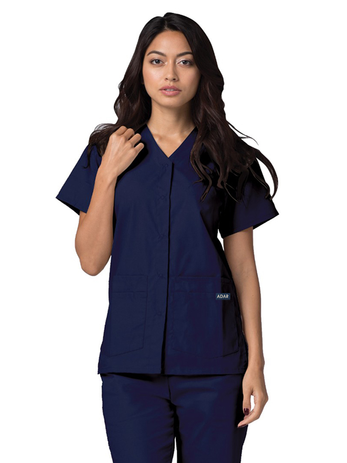 Adar - Universal - Women's Double Pocket Snap Front Top 16