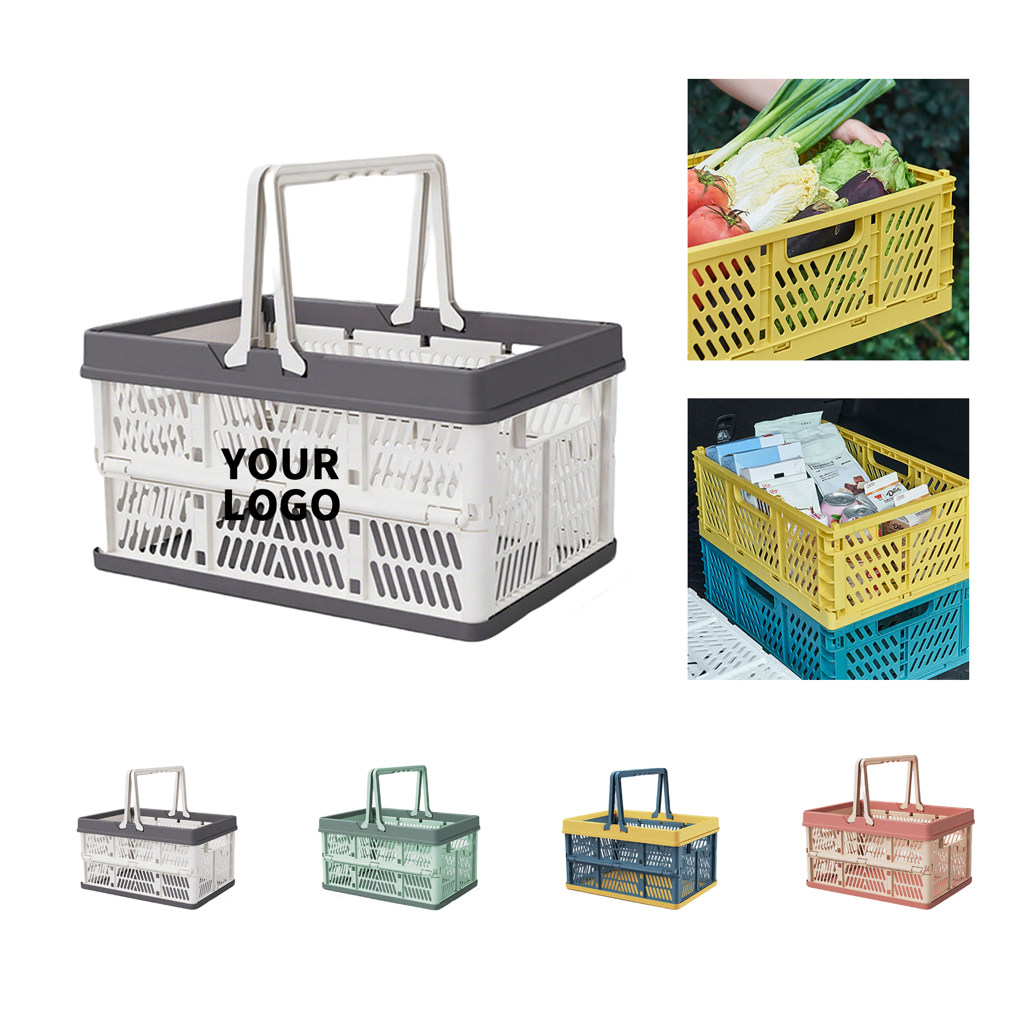 Collapsible Plastic Crate Basket 15.6 x 10.2 x 8.25" 1