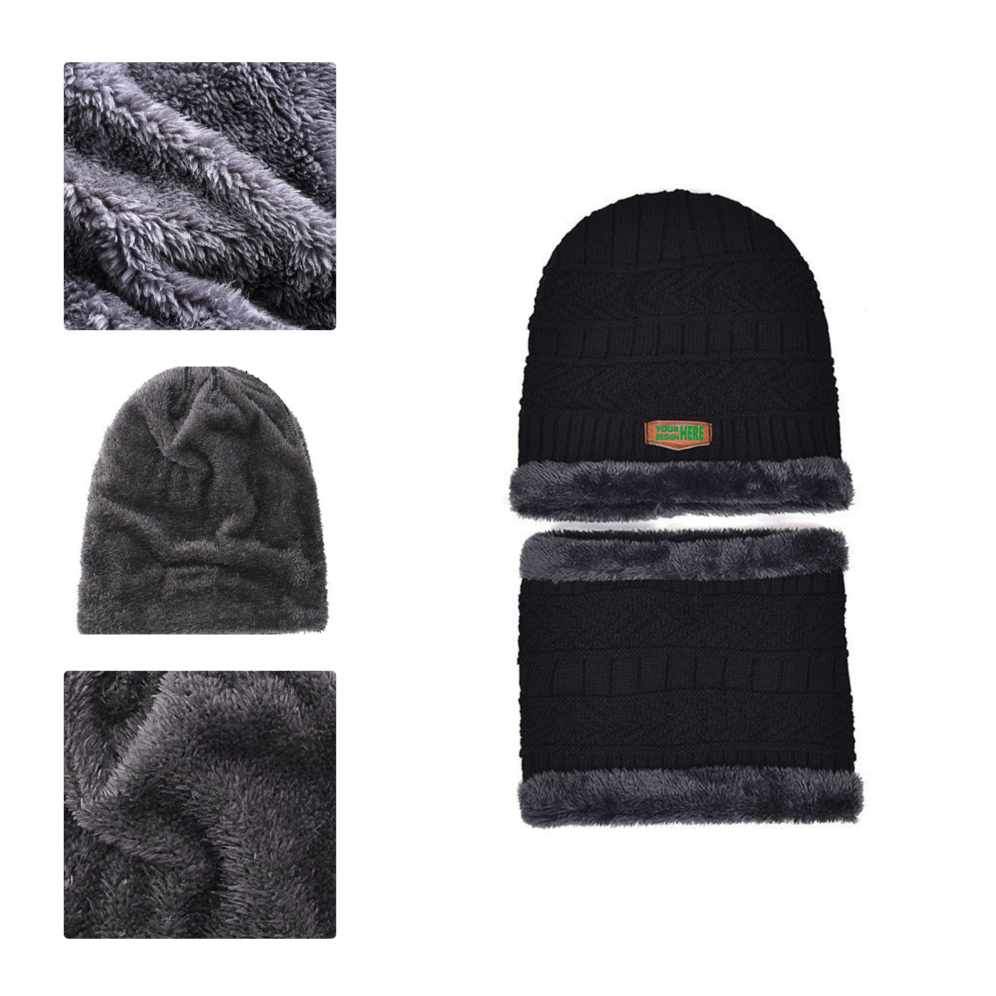 MOQ 50 Winter Knit Beanie Warm Fleece Lined Hat 2