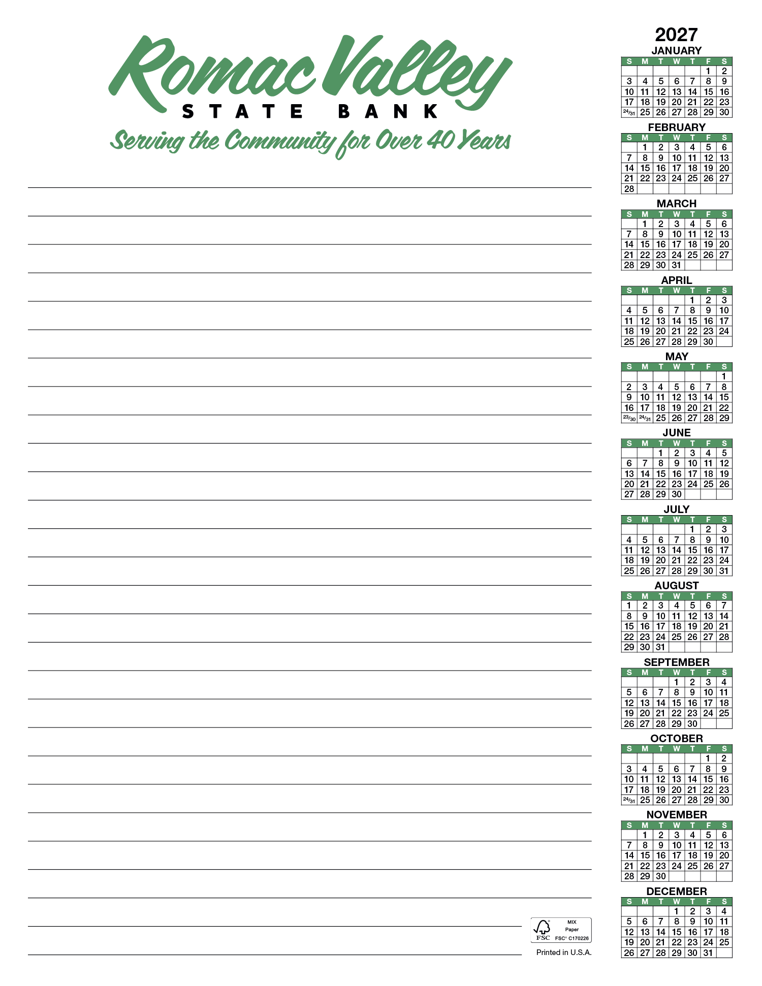 Skinner & Kennedy® Scratch Pad Calendar 41