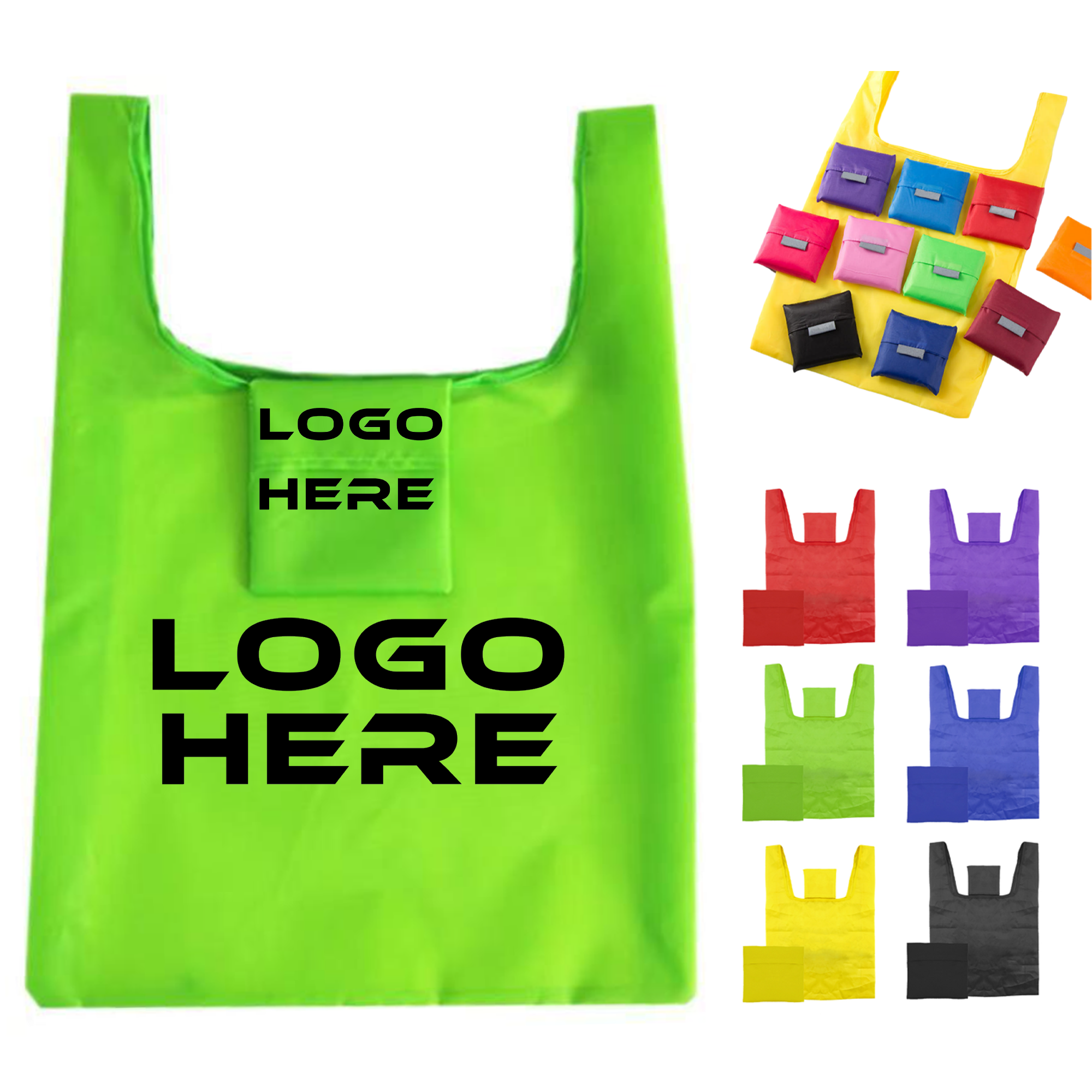 Full color Foldable Shopping Tote Bag With Small Pocket 1