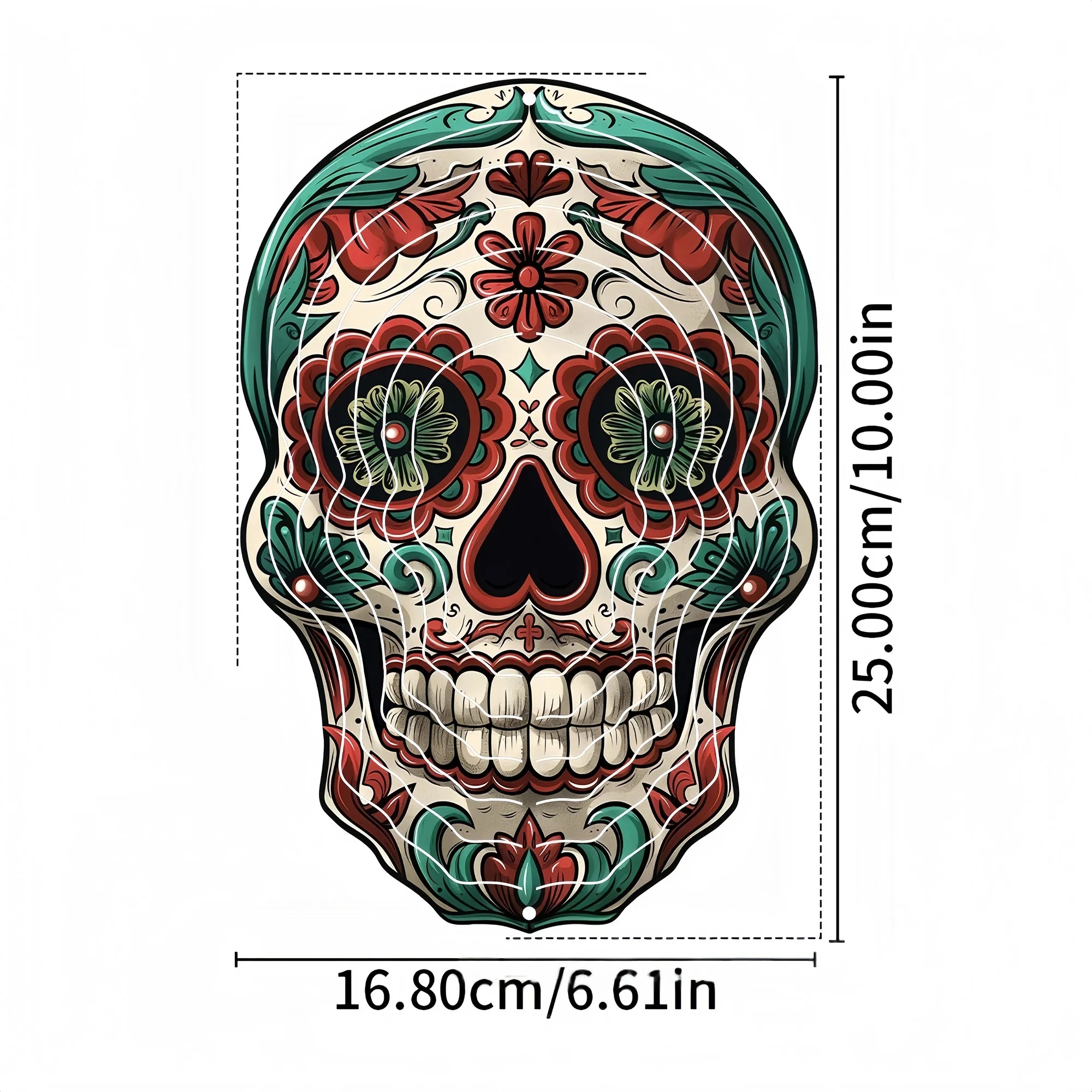 Vibrant 3D Skull Wind Spinner For Halloween Decor 13