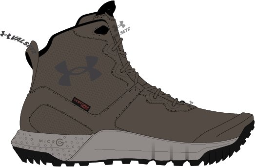 UA Micro G Valsetz Trek Mid Leather Waterproof Men's Tactical Boots 6