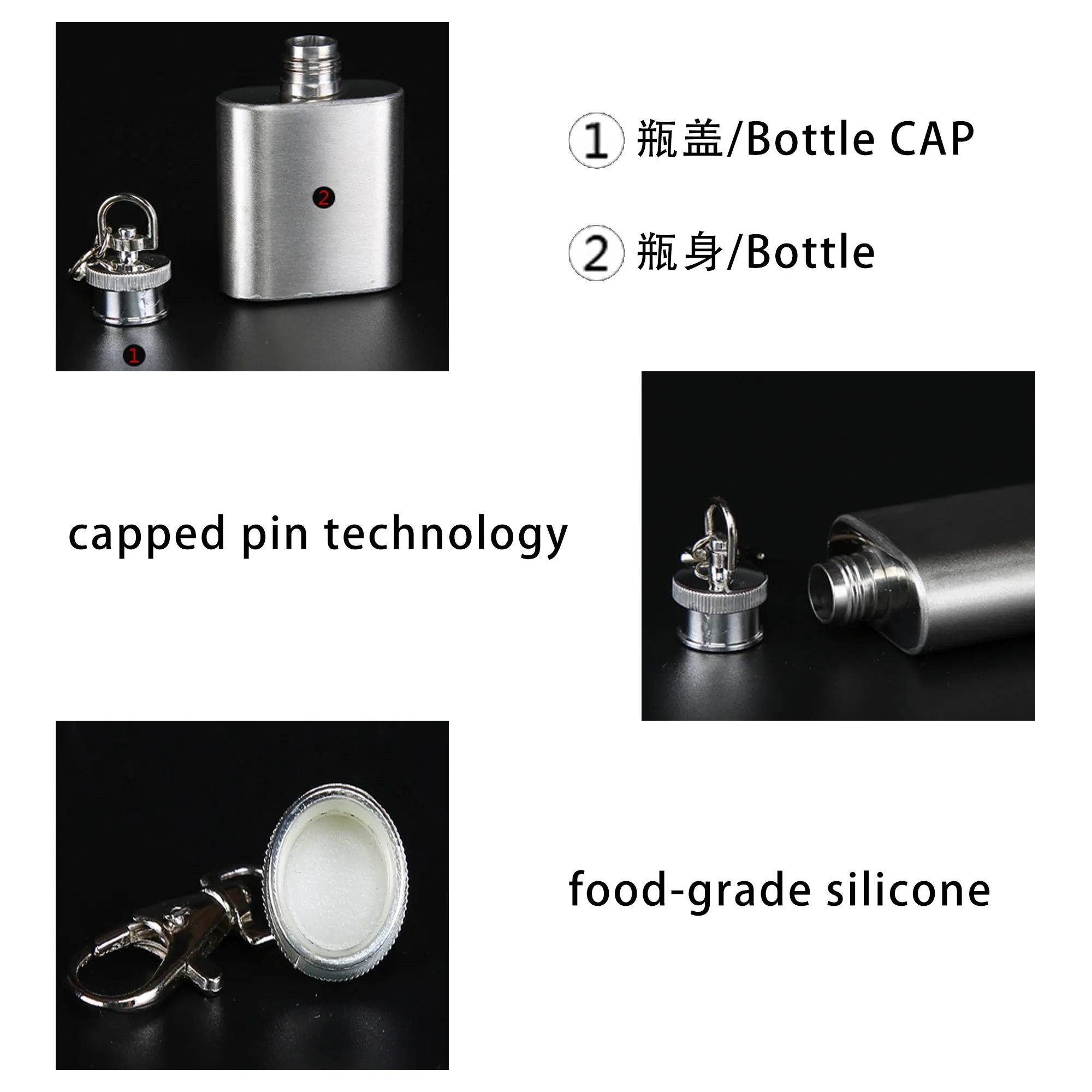 1Oz Stainless Steel Flask Bottle With Keychain 4
