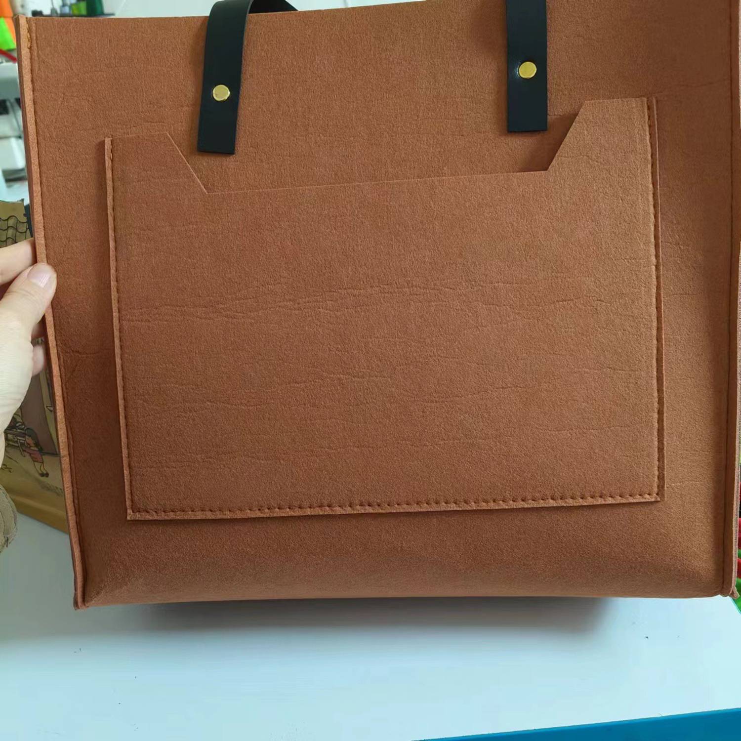 Felt Tote Bag W/ Handle, custom tote bag with logo imprint 7