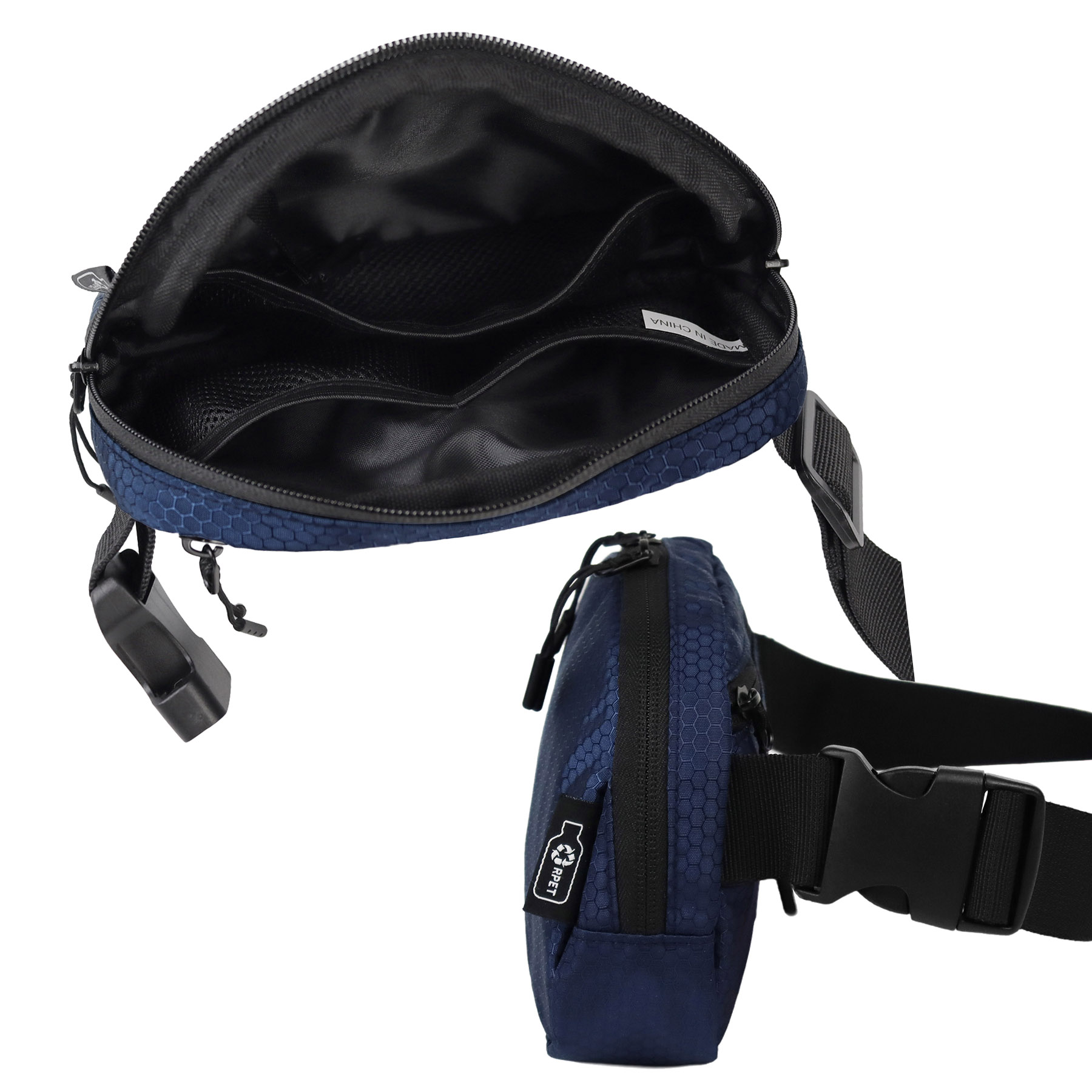 Water-Resistant 100% RPET 420D PU layer Belt Bag w/Adjustable Strap 5