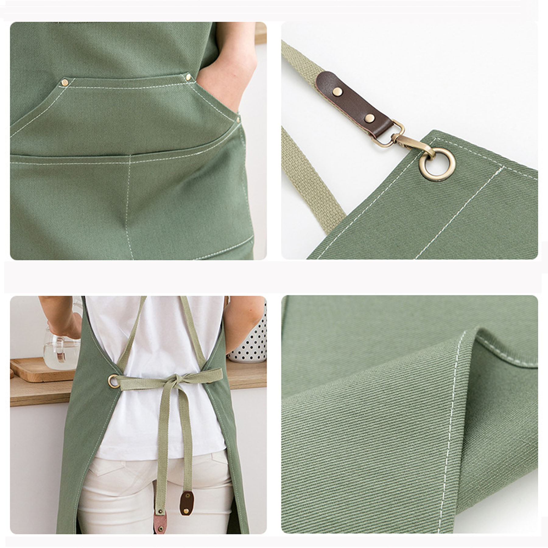 Unisex Denim Apron with Pockets for Kitchen Cooking 6