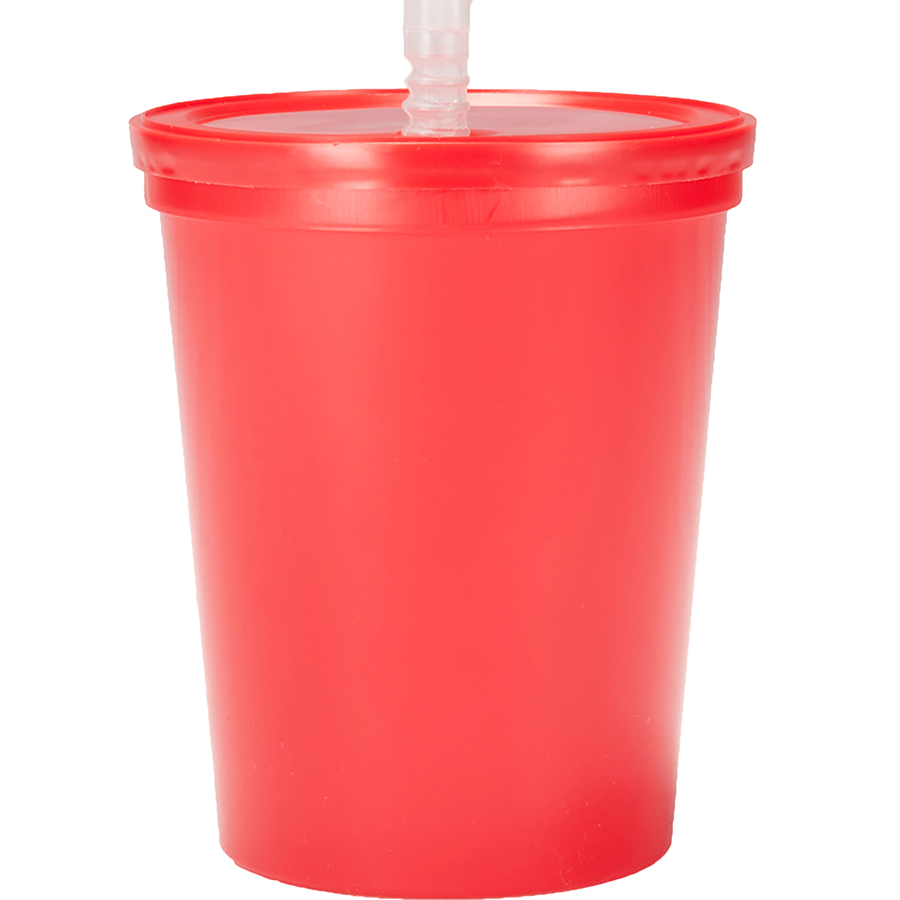 Plastic Stadium Cup with Lid and Straw 16 oz.
