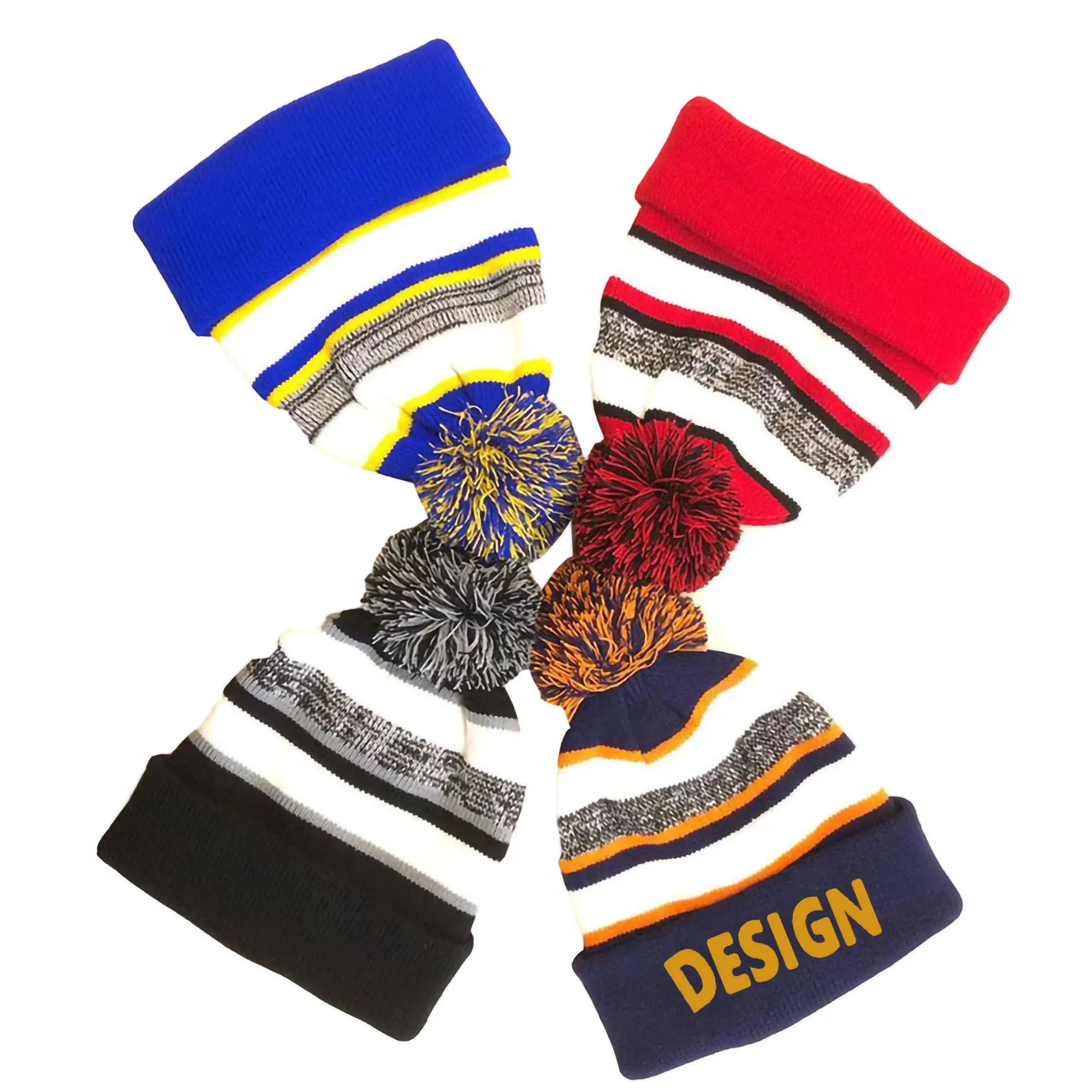 Youth Custom Knit Pom Beanie MOQ 100PCS 2